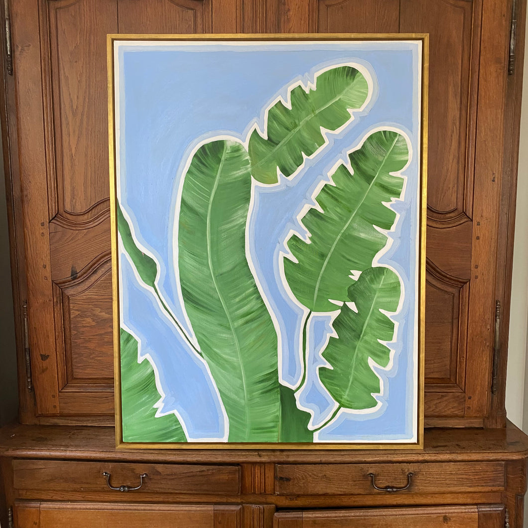 “Banana Leaf Blue” Framed