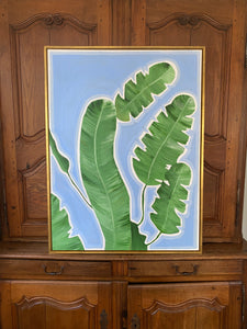 “Banana Leaf Blue” Framed